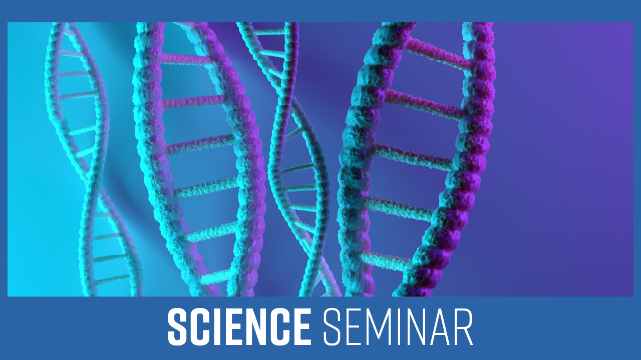 Daniel Davis thumbnail; artist's interpretation of several strands of DNA cast in blue and purple light.