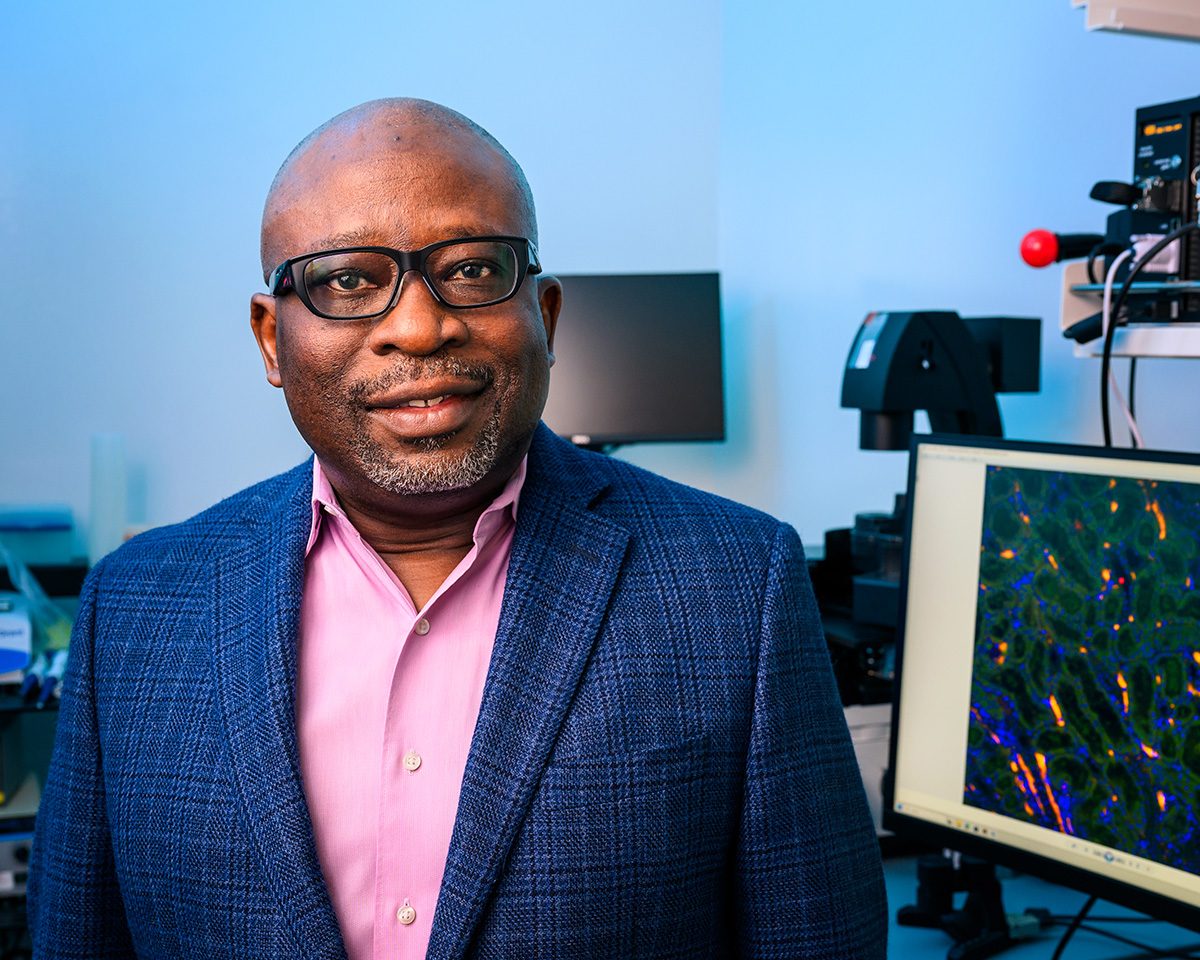 Ade Adebiyi in the lab