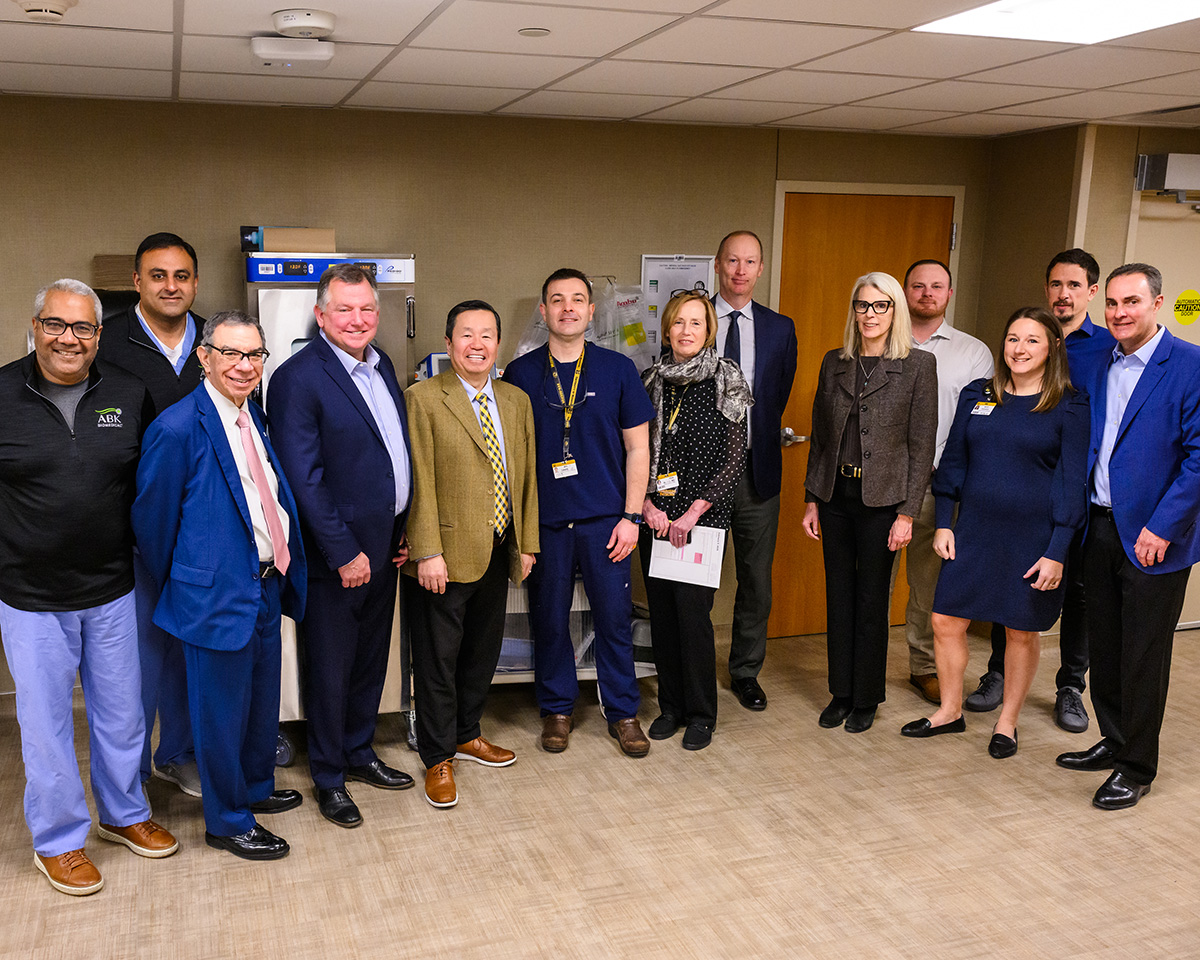 President Mun Choi, Dean Richard Barohn and others celebrate the first clinical trial at Mizzou of a radiotherapeutic manufactured at Mizzou.