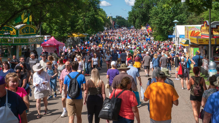 Crowd of people at a fair