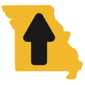 State of Missouri outline containing up arrow