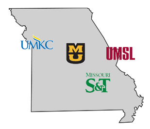 Missouri map showing locations of four UM System campuses